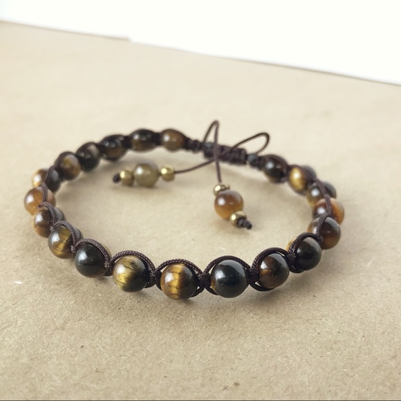 Handmade} Golden Tigers Eye Adjustable Bracelet - Picture 3 of 4